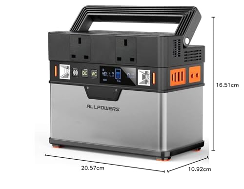 ALLPOWERS Portable Generator 288Wh Power Station Emergency Power Supply with DC/AC Inverter, PD Technology, Wireless Output, Charged by Solar Panel/Wall Outlet for Camping