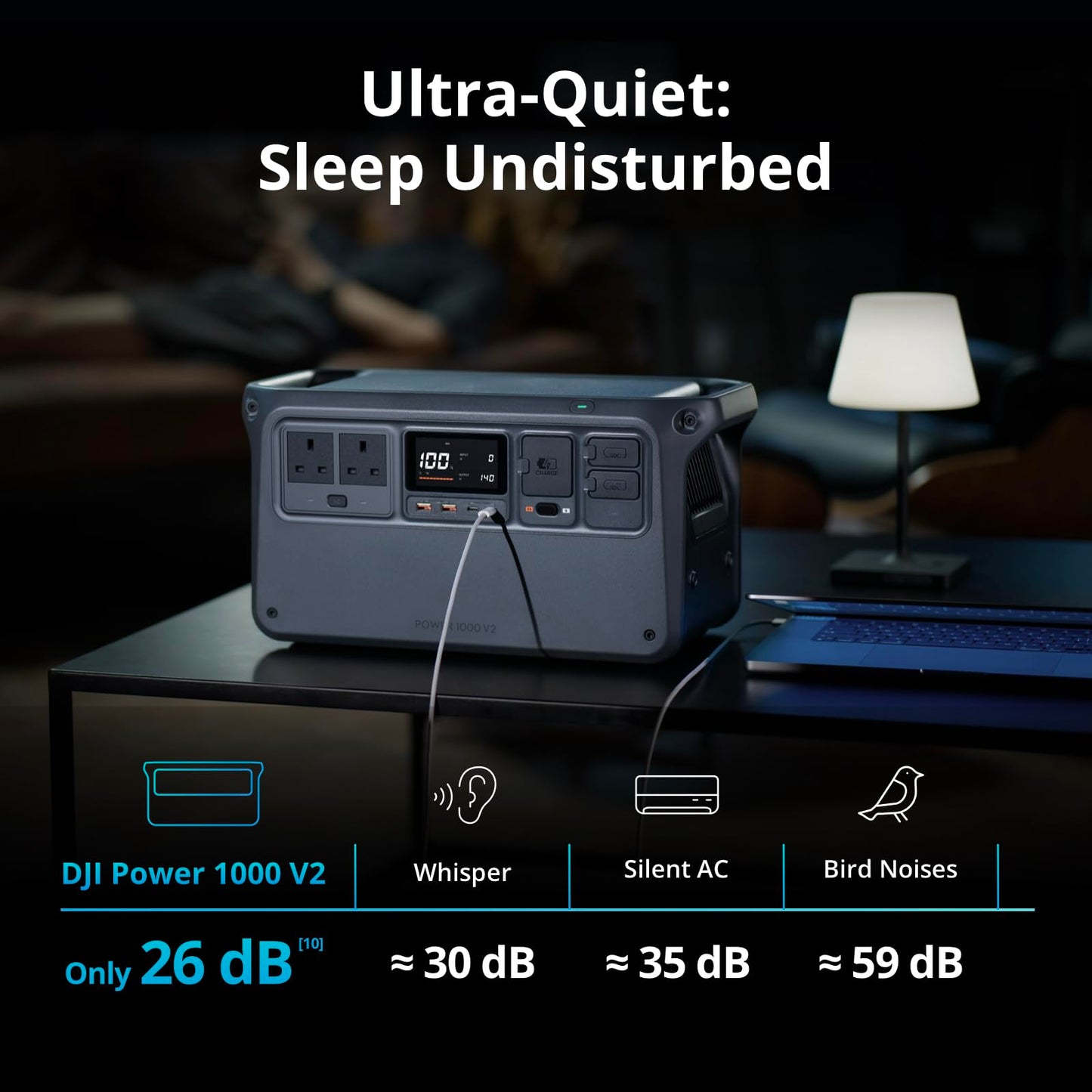 DJI Power 1000 V2 Portable Power Station, 1024Wh LFP Battery, Compact Size, 2600W Stable Output, 0-80% Recharge in 37 Mins, Electric Generator for Home, Camping, RVs, Off-Grid