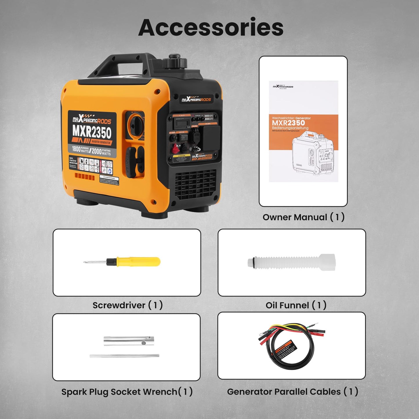 maXpeedingrods 2000W Portable Inverter Generator Petrol Silent, Digital Display, Compact and Lightweight for Camping, RV Travel,Home