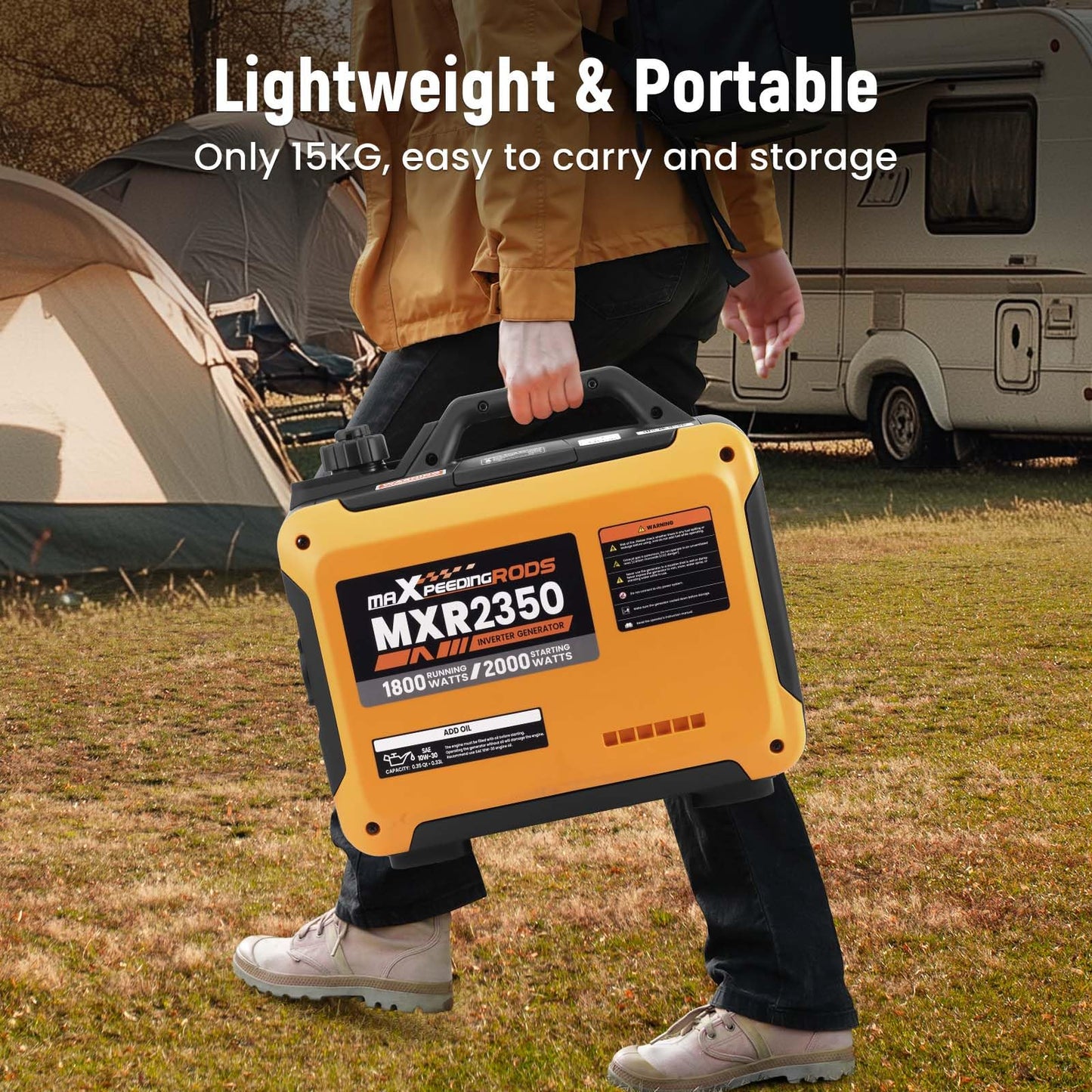 maXpeedingrods 2000W Portable Inverter Generator Petrol Silent, Digital Display, Compact and Lightweight for Camping, RV Travel,Home