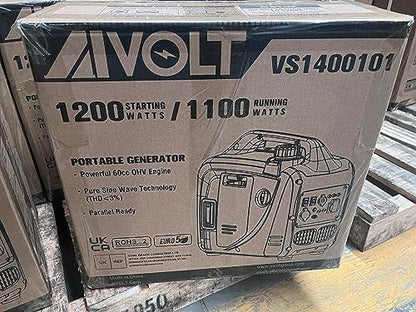AIVOLT 1200W Petrol Inverter Generator 4 Stroke Portable Silent Suitcase Generator for Camping, Home Use - True Sine Wave, Super Lightweight, Ultra Quiet