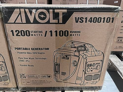 AIVOLT 1200W Petrol Inverter Generator 4 Stroke Portable Silent Suitcase Generator for Camping, Home Use - True Sine Wave, Super Lightweight, Ultra Quiet