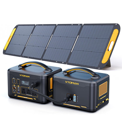 VTOMAN 3096Wh Portable Power Station Bundle with Extra Battery & 200W Solar Panel Included - Up to 4400W Solar Power Generator for Home Backup, Off-grid, Road Trip, RV, Camping