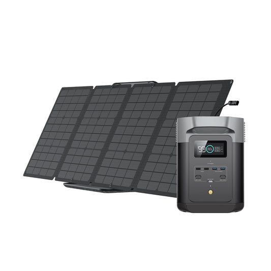 EcoFlow DELTA 2 Portable Power Station with 110W Solar Panel, 1-3kWh Expandable Capacity, LFP Battery, Fast Charging, Solar Generator for Backup Power, Camping & RVs