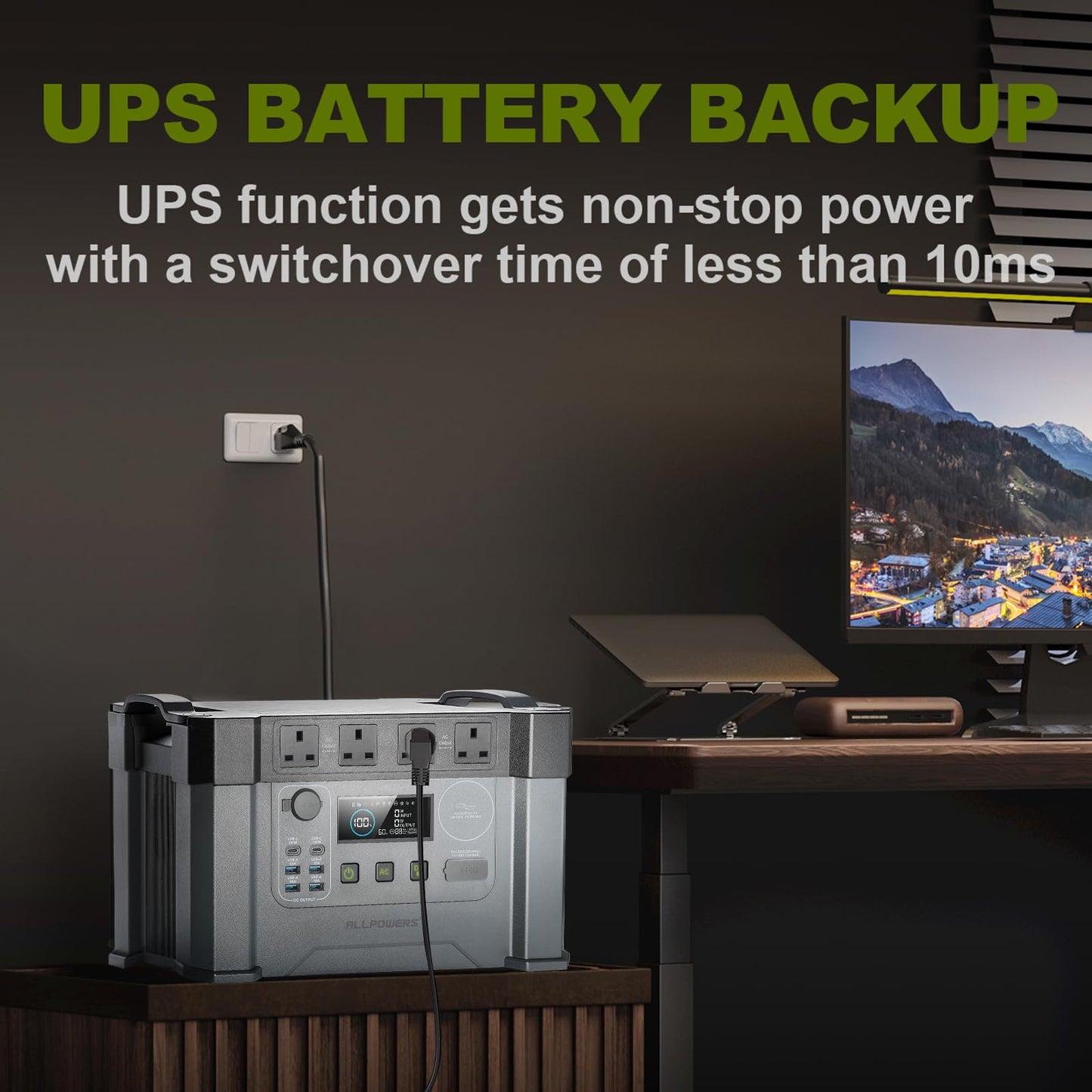 ALLPOWERS S2000 PRO Portable Power Station with 1x 140W Foldable Solar Panel, 1451Wh 2400W AC (Peak 4000W) Solar Generator, UPS Function Backup Battery Pack for Home Emergency Power Outdoor RV Camping